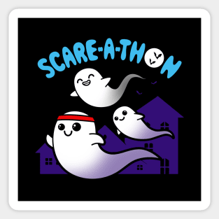 Funny Cute Kawaii Spooky Ghost Running Halloween Marathon Cartoon Sticker